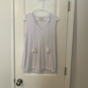 Women’s White Michael Kors Sleeveless Tassle Shirt